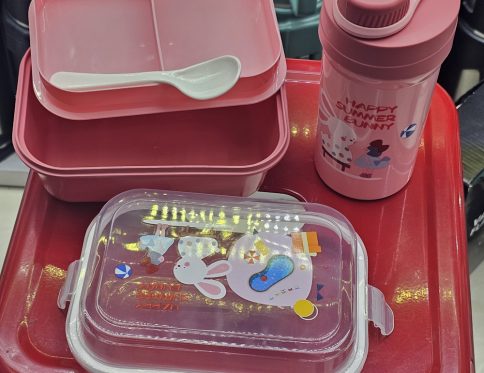 BABY LUNCH BOX SILICON COVERED WITH WATER BOTTLE SPOON AND FORK