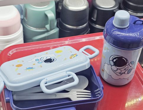 CLASSIC BABY DISH WITH WATER BOTTLE SPOON AND FORK