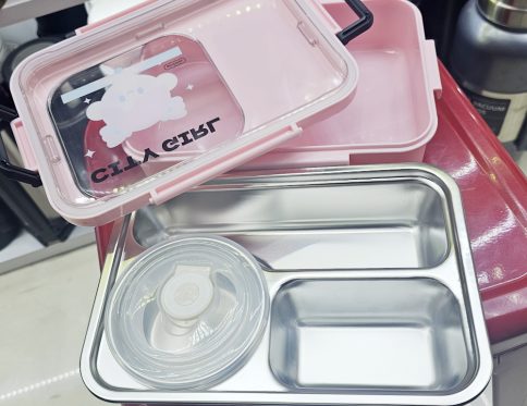 STAINLESS WARMEL LUNCH BOX WITH SOUP BOWL DISH AND SPOON